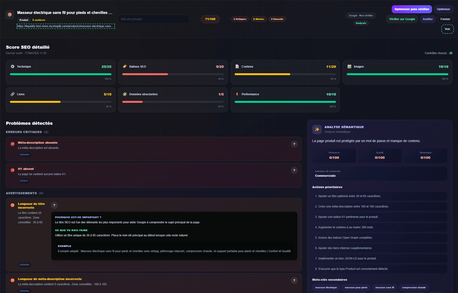 Audit site web Liquidify