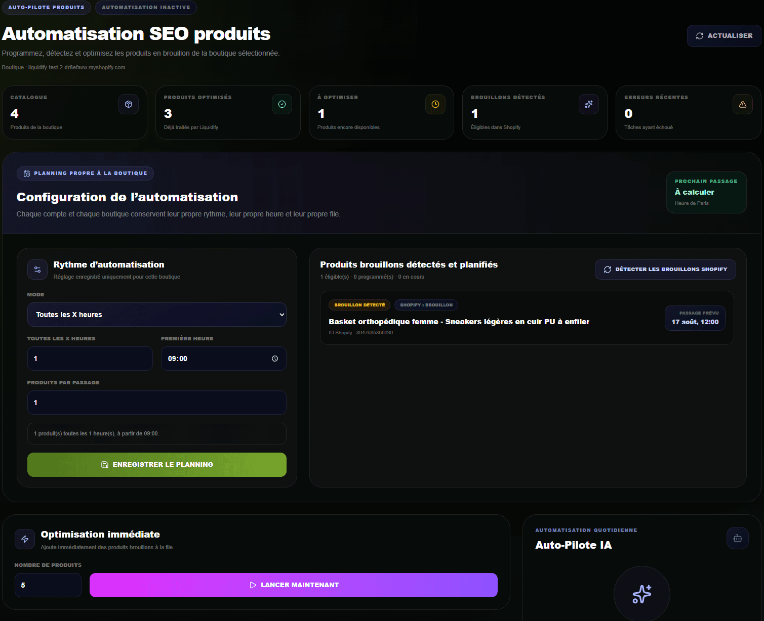 Automatisation SEO produits Liquidify