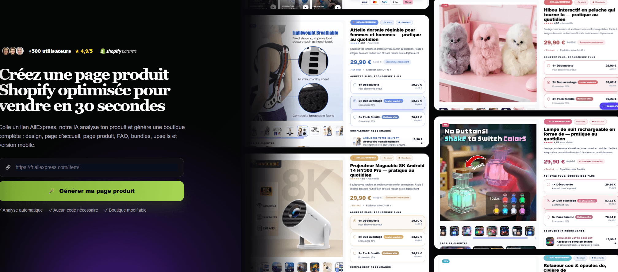 Génération page produit Shopify Liquidify